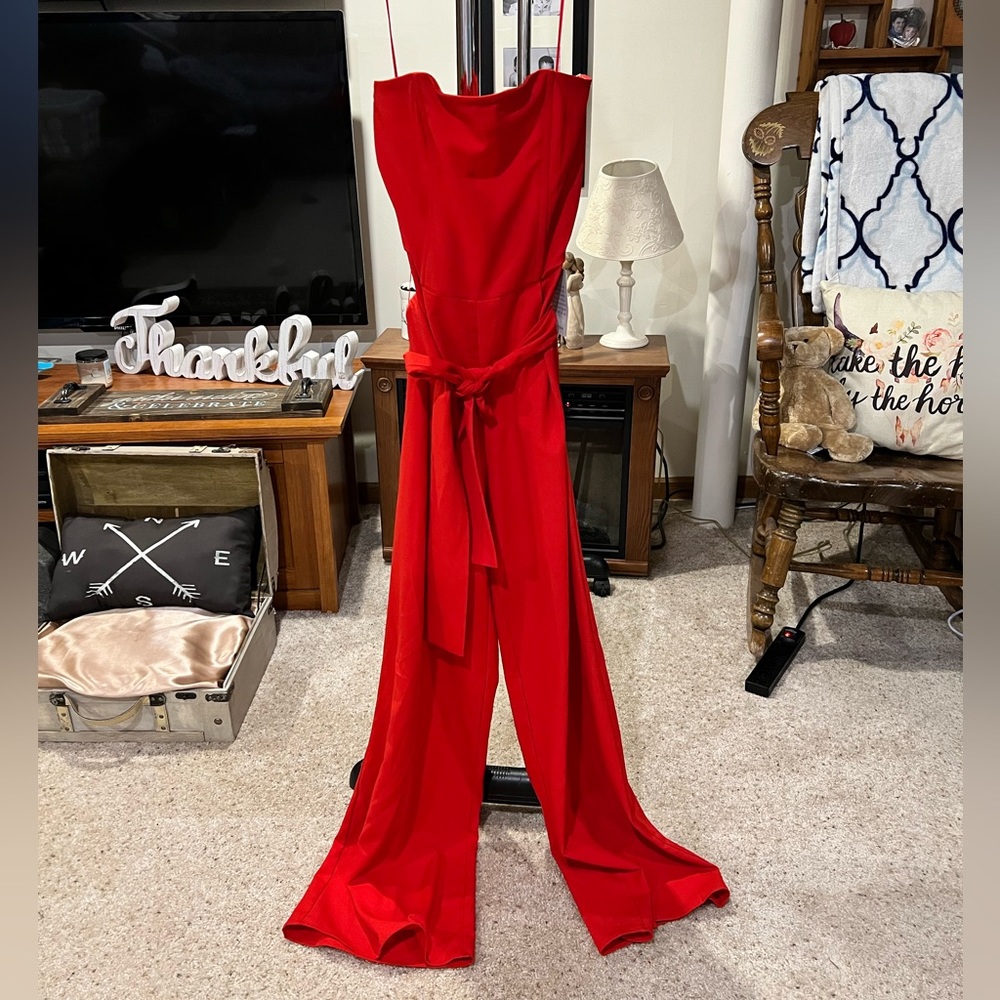 NWT Chelsea28 Red Strapless Jumpsuit